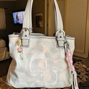 Authentic discontinued Coach signature stripe gallery tote/carryall💗